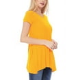 thumbnail image 2 of Women's A-Line Short Sleeve Relaxed Fit Round Neck Solid Tunic Top with Pockets, 2 of 4