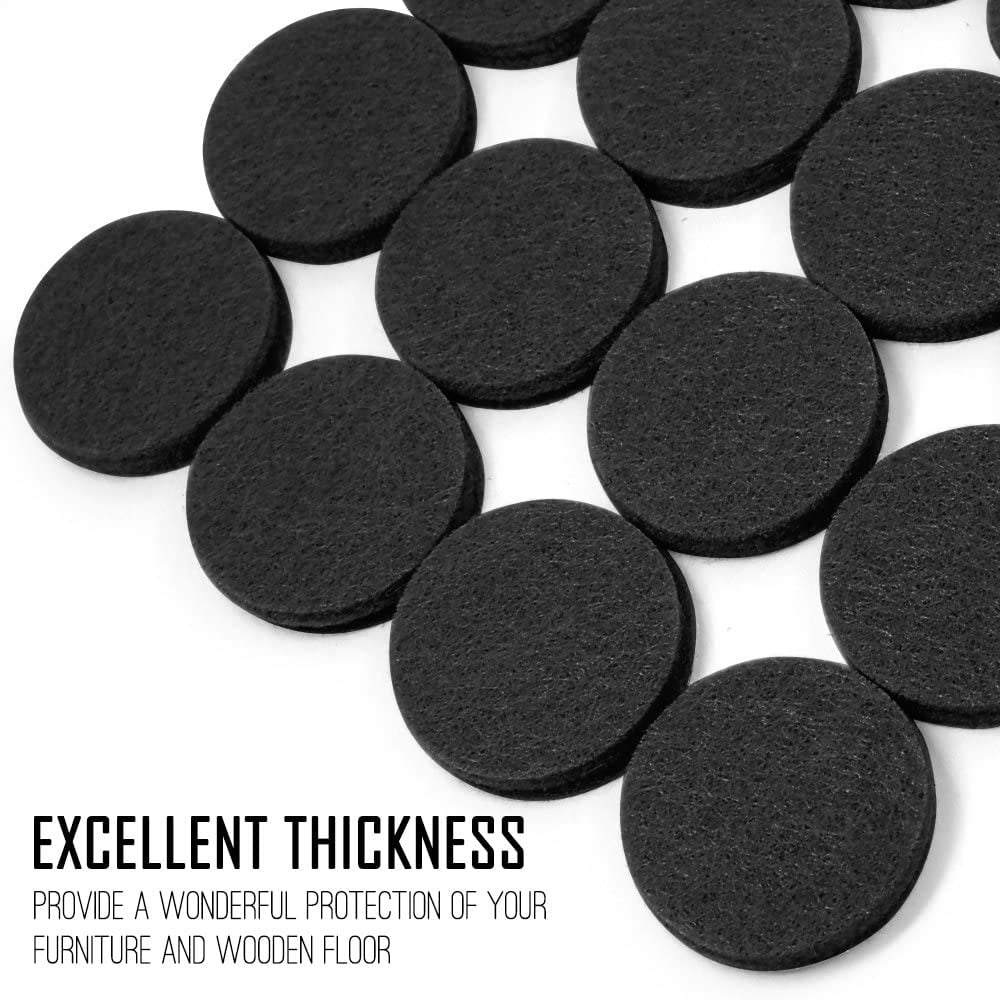 Black 60 Pcs Furniture Felt Pads with Durable Self-Stick Adhesive YuCool 1 inch Non Slip Felt Floor Protector Chair Leg Pads for Hardwood Floors Hard Surfaces 
