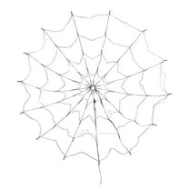 Halloween Spiderweb Lights, LED Spider Web Decorations, 4FT Diameter 70 LEDs with Remote Control, Orange Purple Plastic Durable Indoor Outdoor Patio Yard Garden