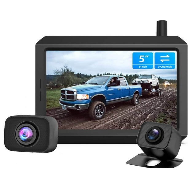 AUTOVOX W7PRO Wireless Back Up Camera Kit with 2 Cam, 5" TFT Monitors