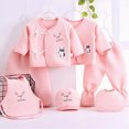 thumbnail image 2 of CAUYDY Preemie Girls Going Home Outfits Baby Boys Sleepwear Unisex Infant Layette Long Sleeved Shirt Hat Pants Bib Bellyband 7Pcs Cotton Set Fall Sizes 0-3 Months,Pink, 2 of 6