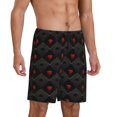 thumbnail image 2 of Balery Red Poker Pantalones cortos de pijama de punto de algodón para hombre con cinturilla y bolsillos-XX-Large, 2 of 6