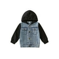 thumbnail image 2 of Toddler Baby Boy Hooded Jacket Long Sleeve Single-Breasted Denim Coat with Pockets 18M 24M 2T 3T 4T 5T 6T Kids Fall Casual Outwear, 2 of 9
