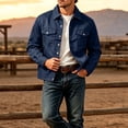 thumbnail image 4 of Thousandth Men's Casual Trucker Jacket Lapel Collar Button Down Outerwear Classic Utility Coat with Pockets Spring Fall Winter Clothes, 4 of 6