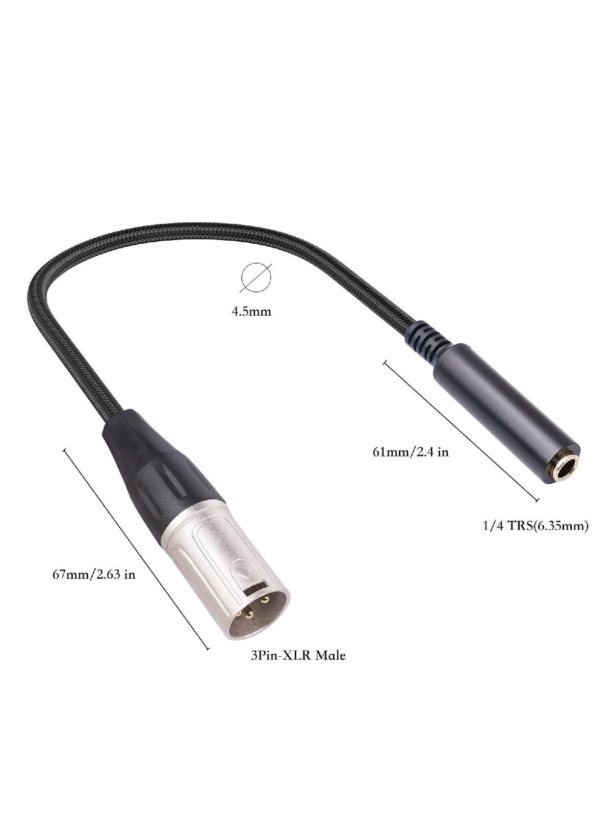 6.35mm Female to XLR Male Microphone Audio Adapter Cable 1/4" TRS to XLR Extension Converter Cord for Speaker Guitar