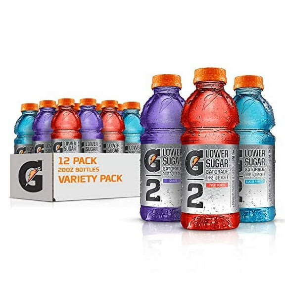 Gatorade G2 Thirst Quencher Sports Drink, Variety Pack, 20oz Bottles, 12 Pack, Electrolytes for Rehydration
