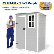 MRUAKA Outdoor Storage Shed 5x3 FT, Resin Garden Shed for Bike, Tool, Plastic Outside Sheds & Outdoor Storage Storage Box with Lockable Door for Backyard, Patio, Lawn, Sandstone