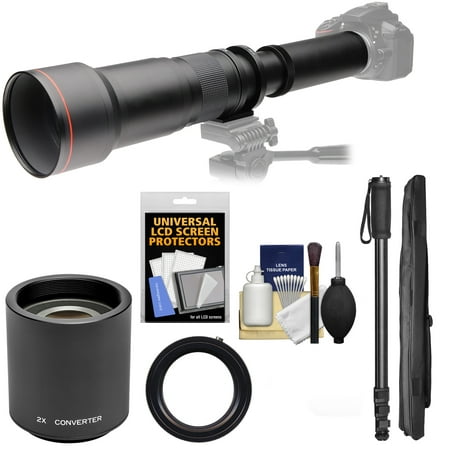 Vivitar 650-1300mm f/8-16 Telephoto Lens with 2x Teleconverter (=2600mm) + Monopod + Kit for Nikon Digital SLR