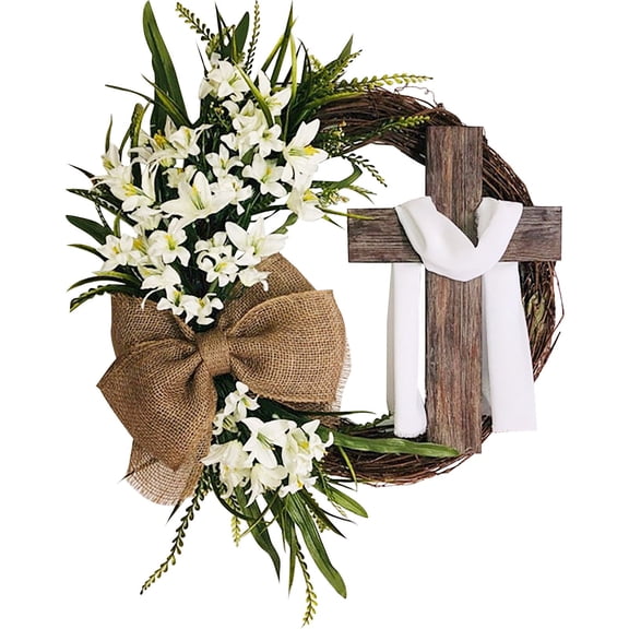 Easter Decorations Large Decorative Wreath For Front Door Elegant Floral Arrangement Home Wall For Year Round Seasonal Holiday Display Wreath 22.8"X13.8"
