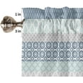 thumbnail image 5 of Curtain Valance for Windows Boho Rod Pocket Valance Window Treatments 1 Panel Bohemian Geometric Stripes Teal Grey Short Curtains for Kitchen Windows Bathroom Bedroom 54 x 18 inch Blue, 5 of 6