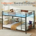 thumbnail image 3 of Full Over Full Bunk Beds with LED Lights and Charging Station, UHOMEPRO Metal Bunk Beds for Kids, Low Convertible Bunkbeds Full Size and No Box Spring Needed, Load-Bearing 500lb, 3 of 10