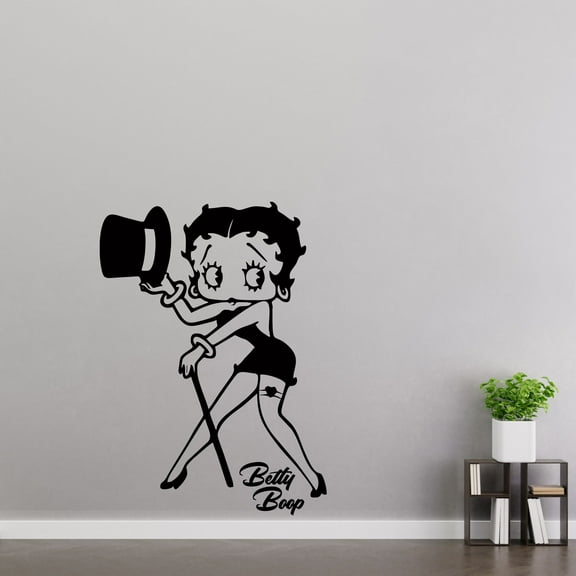Home Decor Betty Boop Performing Wall Art Decal - 20" x 27" Removable Vinyl Kids Girls Bedroom Living Room Flapper Girl with Magic Hat And Magic Wand Adhesive Decoration Sticker