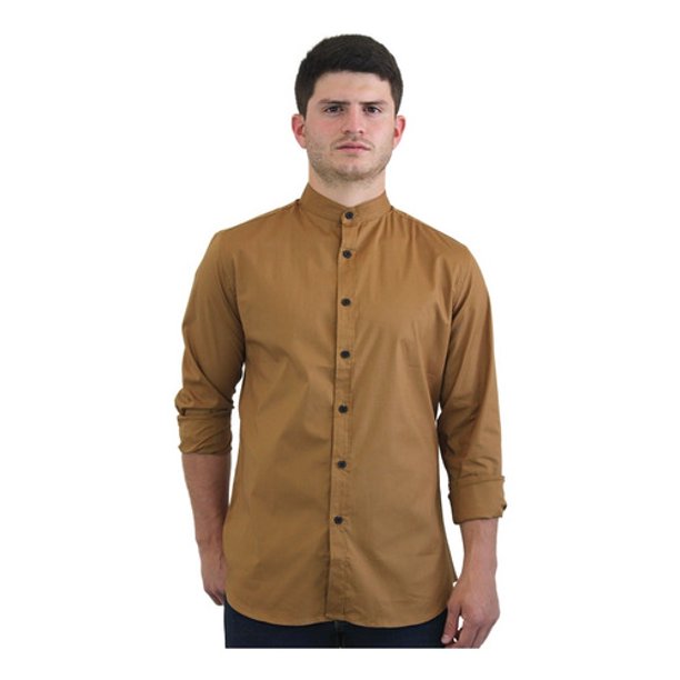 Camisa Manga Larga Stretch Caballero, Slim Fit Chili Beans Marron Ropa de hombre T G