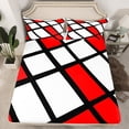 thumbnail image 2 of Erosebridal Abstract Geometry Grid Bed Sheets Set Queen Size,Red Aesthetic Art Bedding Sets Queen Size,Geometric Pattern Bed Sheets Queen,Microfiber Room Decoration,4pcs, 2 of 7