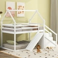 thumbnail image 6 of Kacho House Bunk Bed Twin over Twin with Slide and Storage Stairs, Wood Bunk Bed Frame with Roof and Safety Guardrails, Floor Bunk Bed for Teens , Fun Play Design, White, 6 of 9