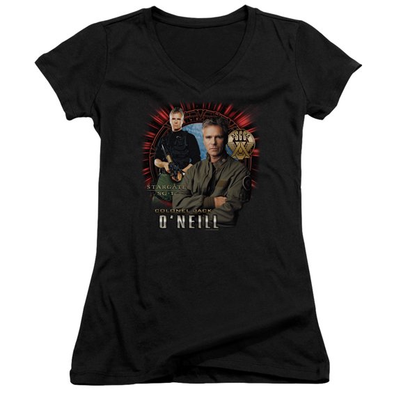 Sg1 Jack Oneill Junior Women's V-Neck T-Shirt Black