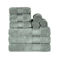 thumbnail image 2 of Superior Aria Turkish Cotton Solid Heavyweight 9-Piece Olive Green Towel Set, 2 of 6