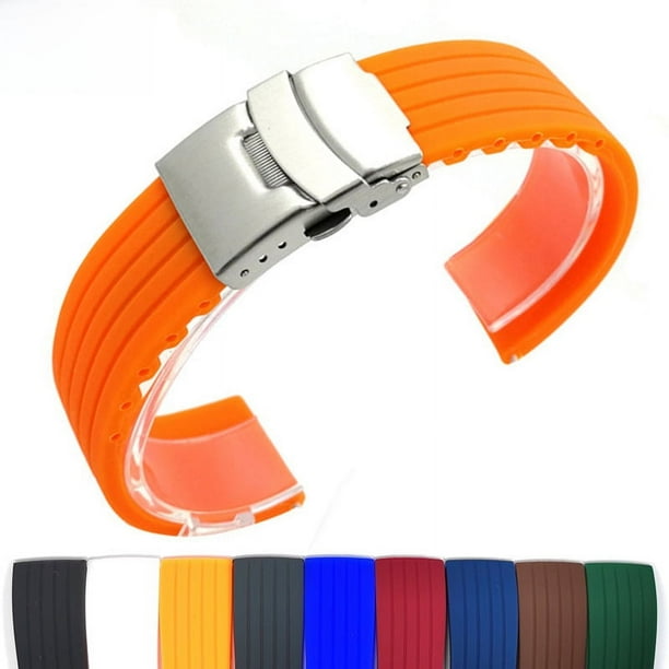 Accesorios Correa de reloj deportiva de silicona con diseño de neumático de 18 24 mm y rayas verticales