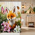 thumbnail image 2 of Erosebridal Fox Shower Curtain 72Wx72L for Girls, Pink Lilies Waterproof Bathroom Curtain, 2 of 5