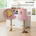 thumbnail image 4 of Velvet Gold Bar Stools Set of 2 Modern Counter Height Bar Stools with Lion Pull Ring Tufted Back, Nailhead Upholstered Barstools for Home Kitchen Island, Swivel Adjustable Stool Chair in Pink, 4 of 8