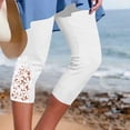 thumbnail image 2 of MLQIDK White Yoga Capri Pants for Women Yoga Leggings Knee Length High Waisted Pedal Pushers Dressy Casual Pedal Pushers with Pockets White L, 2 of 6