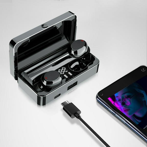 Oggfader Wireless Earbuds Wireless Earbuds Bluetooth In Ear Weight Headphones Built in Microphone Immersive Sound With Charging Case Black