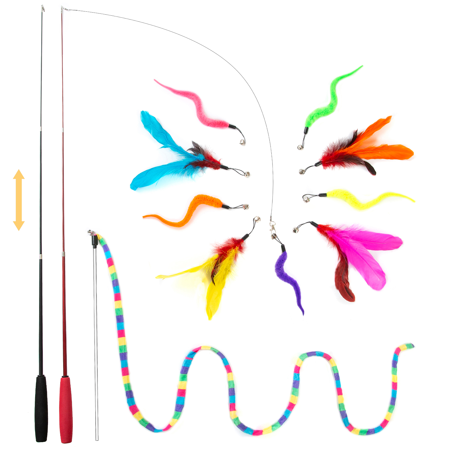 FYNIGO Interactive Cat Feather Wand Toy Set, 14 Pieces photo 1