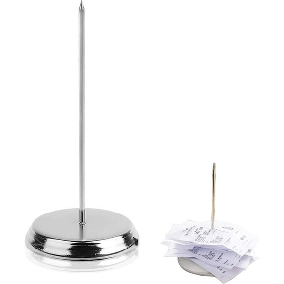 Steel Receipt Spike - Ticket Holder Straight Rod Bill Spike Paper Memo Holder For Restaurant Office Hotel
