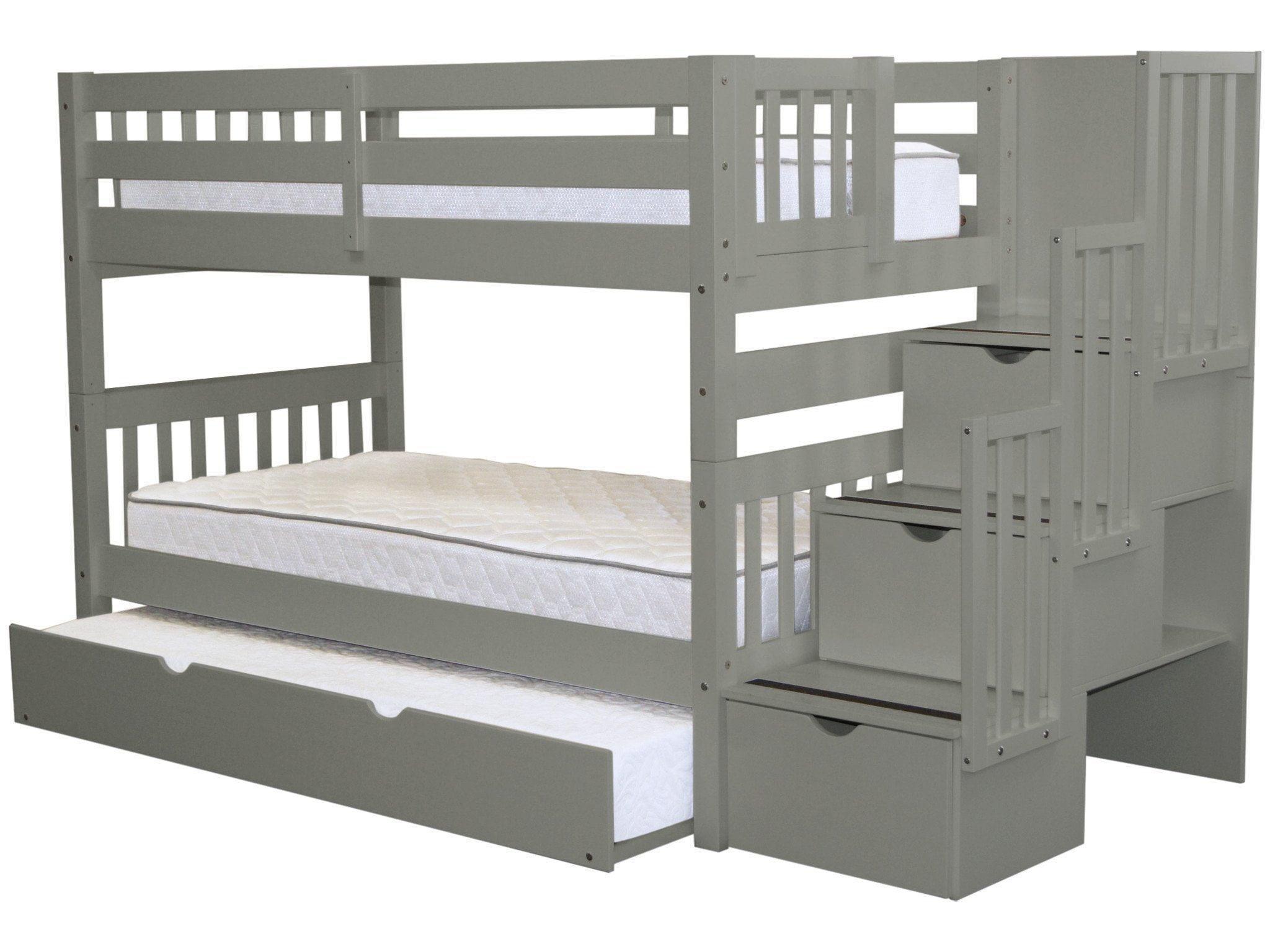 Bedz King Stairway Bunk Beds Twin Over With 3 Drawers In The Bedz King Stairway Bunk Beds Twin Over With 3 Drawers In The Steps And A Trundle Cappuccino Com