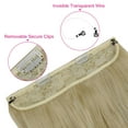 thumbnail image 4 of SHCKE 20 Inch 150g Secret Hair Extensions Curly Invisible Hair Extensions with Transparent Adjustable Wire Removable Secure Clips Synthetic Hairpieces for Women Ash Blonde, 4 of 5
