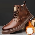 thumbnail image 5 of AUDeals Mens Leather High Top Combat Boots Water Resistant Lace Up Hiking Chukka Boots (Coffee, 8.5), 5 of 5