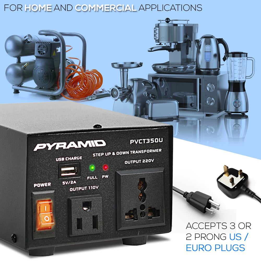 Pyramid PVCT350U - Step Up Down Voltage Converter Transformer- Power Supply Voltage Converter with USB Port (150 Watt)