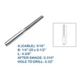 thumbnail image 6 of Marine 3/16" Lifeline Threaded Stud RH Cable Rail Wire Rope T316 Stainless Steel, 6 of 6