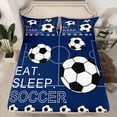 thumbnail image 2 of Homewish Eat Sleep Soccer Twin Sheet Sets for Boys, Kawaii Cartoon Football Twin Fitted Sheet, Ball Sports Lover Flat Sheet, Ultra Soft Bedroom Decor, 3-Piece, 2 of 7