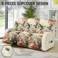 thumbnail image 2 of COEQINE Stretch Recliner Cover Universal 8 Pieces Recliner Sofa Cover Stay in Place 3 Seater Furniture Protector Home Decor for Pets, Dogs, Cats, Kids, Hummingbird Floral, 2 of 8