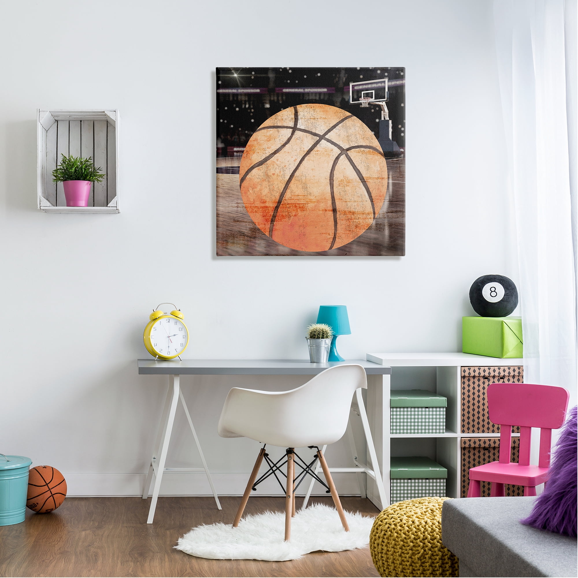 Stupell Industries Abstract Basketball Court Abstract Painting Gallery Wrapped Canvas Art Print Wall Art, 30 x 30