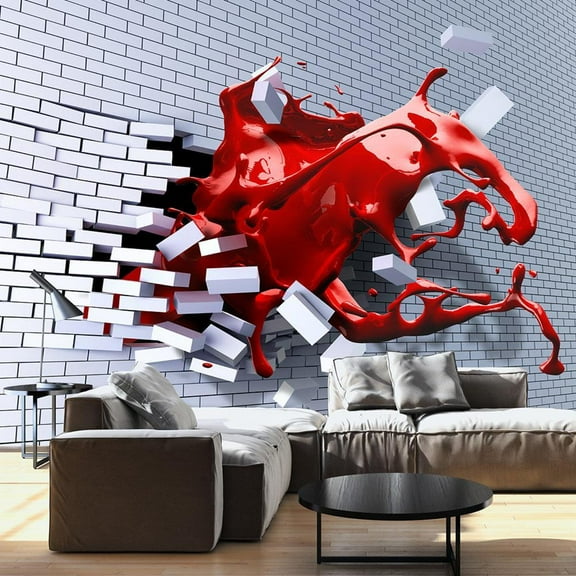 Tiptophomedecor 3D Illusion Wallpaper Wall Mural - Scarlet Inspiration