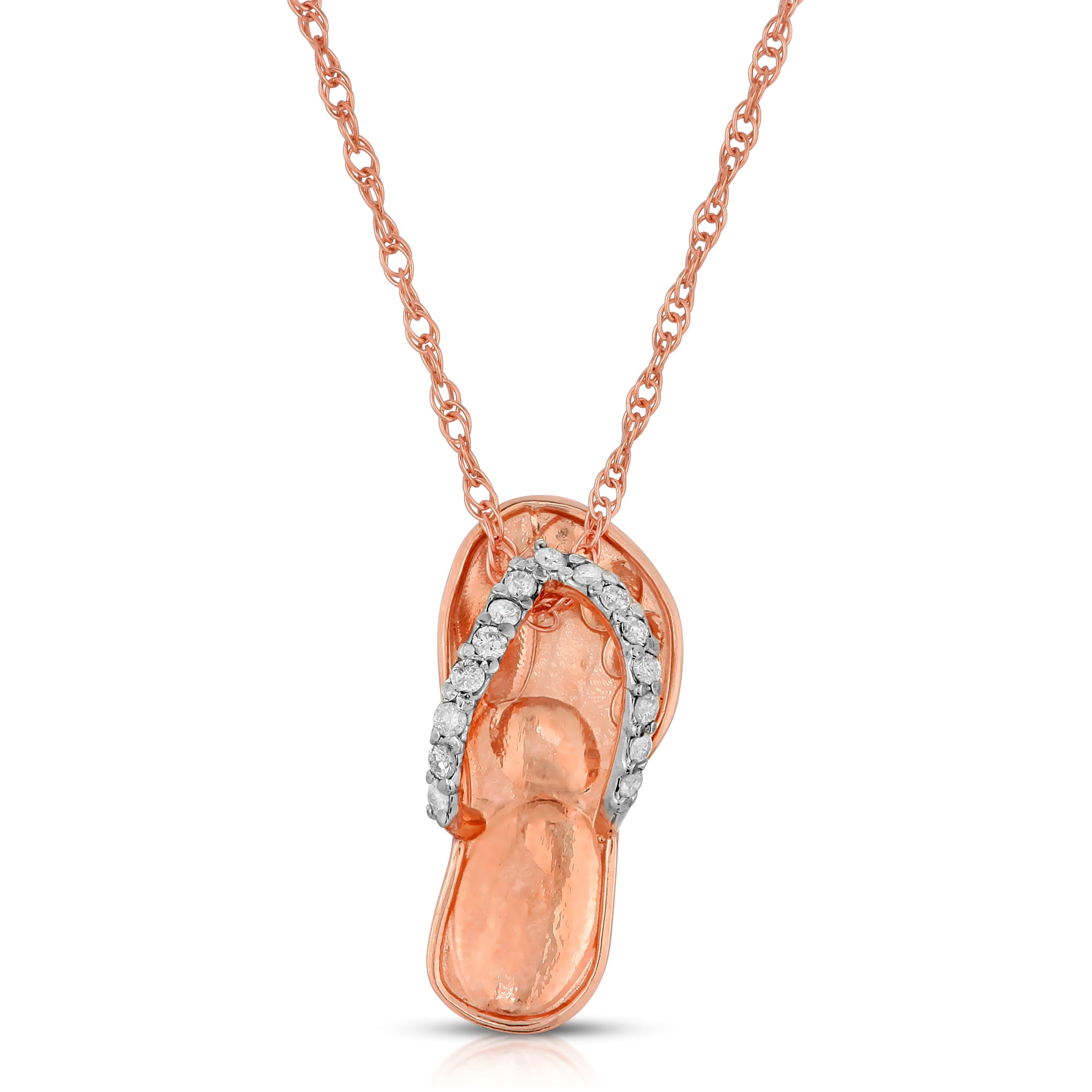Galaxy Gold 14K Solid Gold Natural Diamond Pendant Necklace for Women - Rose Gold Fine Jewelry