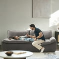 thumbnail image 3 of 90" Modern 3-Seater Sofa for Living Room Comfy Compact Apartment Couch with Removable Cushion, No Assembly Required, Gray, 3 of 9