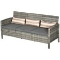 thumbnail image 1 of Grey 3-Seater Wicker Outdoor Sofa | Patio Conversation Set with Cushions - Perfect for Garden, Yard & Balcony Seating | Durable PE Rattan Design, 1 of 7