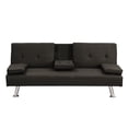 thumbnail image 3 of BASTCH Home Futon Sofa Bed, 67 Inch Sofa bed with Removable Armrests, Wood Frame, 2 Cup Holders, Convertible Sofa Bed for Living Room, 3 of 8