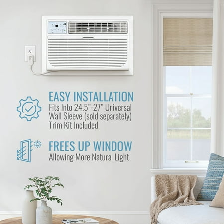 Keystone - 14,000 BTU 230V Through-the-Wall Air Conditioner with Follow Me LCD Remote Control - White