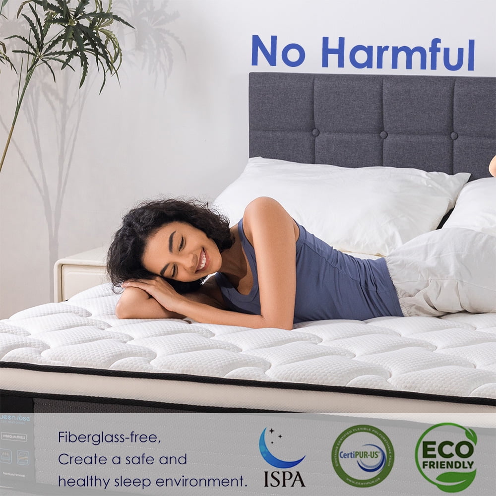 Queen Rose 12'' Hybrid Cooling Mattress with Gel Memory Foam & Pocket Coils, Queen Size