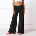 thumbnail image 5 of HUANBAI Girls Foldable Waist Pleated Yoga Pants Pure Color Wide Leg Loose Casual Trousers For Everyday Comfort Girls Joggers Sweatpants 5-6 Years, 5 of 6