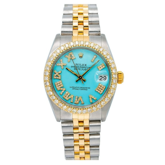 Pre-Owned Rolex Datejust 31MM 6827 Blue Diamond Dial Two Tone Bracelet