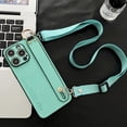 thumbnail image 3 of Luxury Litchi Leather Wrist Strap Stand Phone Cases For iPhone 15 14 Pro Max 13 12 Mini XS XR 7 8 Plus Necklace Crossbody Cover, 3 of 5