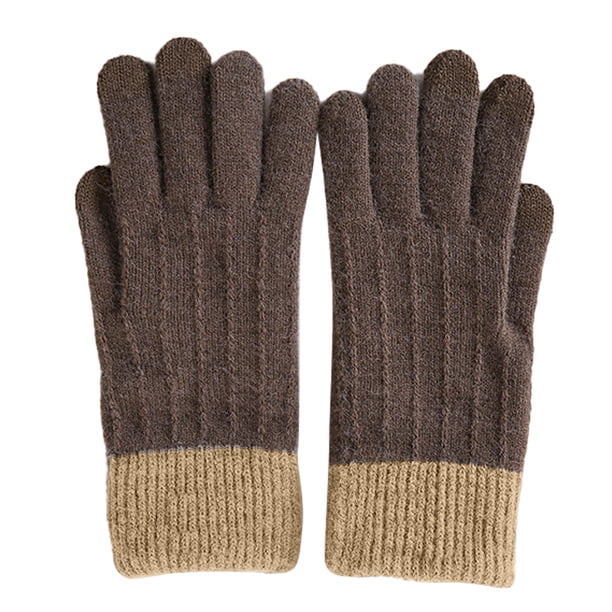 Guantes mágicos térmicos elásticos con pantalla táctil de invierno, tejidos de lana cálida y forrados con vellón grueso
