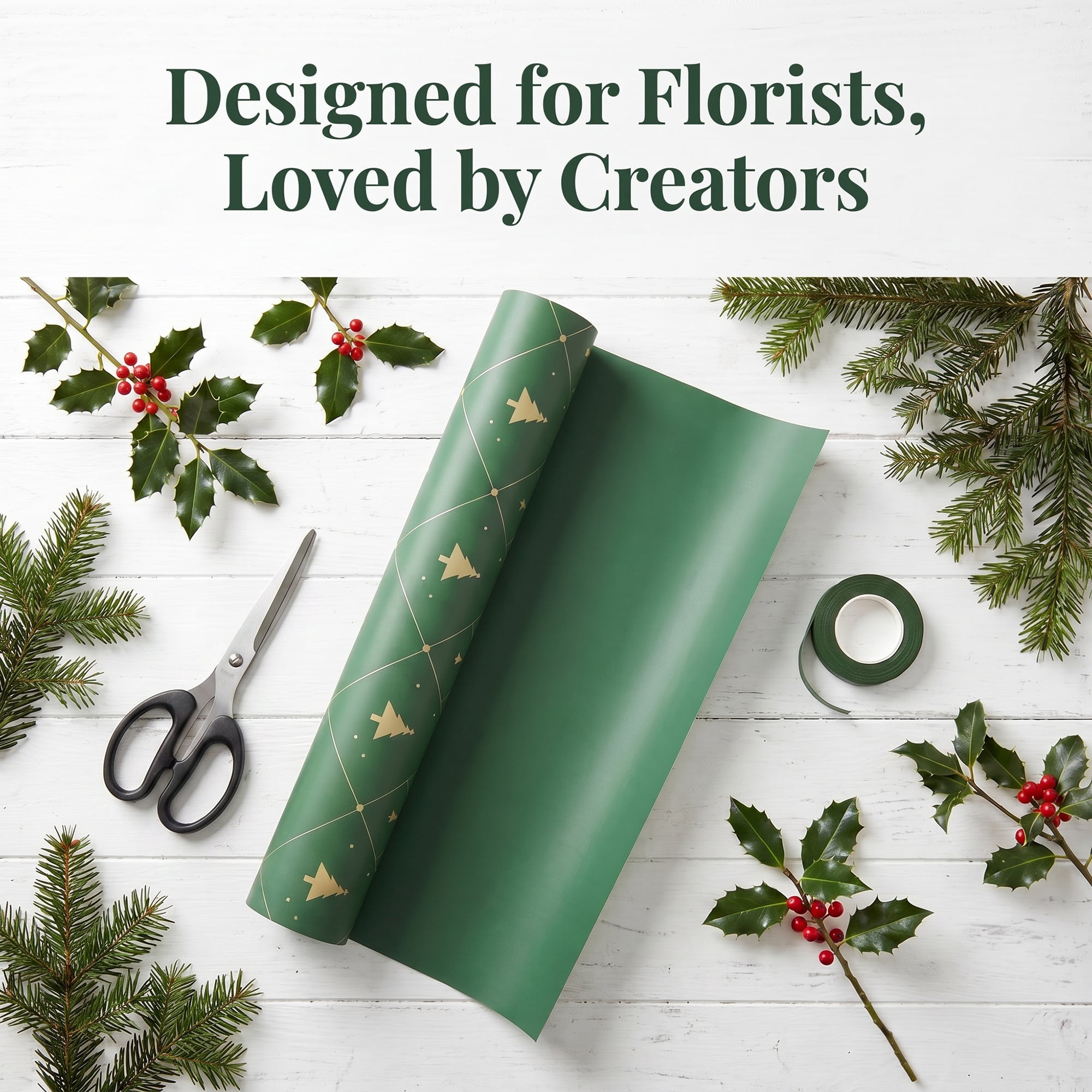 Unique Bargains Waterproof Matte Gift Wrap Paper for Bouquets Green Big Tree 22"x 22"