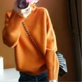 thumbnail image 2 of Chandail Col Roulé Orange Épais pour Femmes, Chandail Ample à base de Vent, 2 of 6