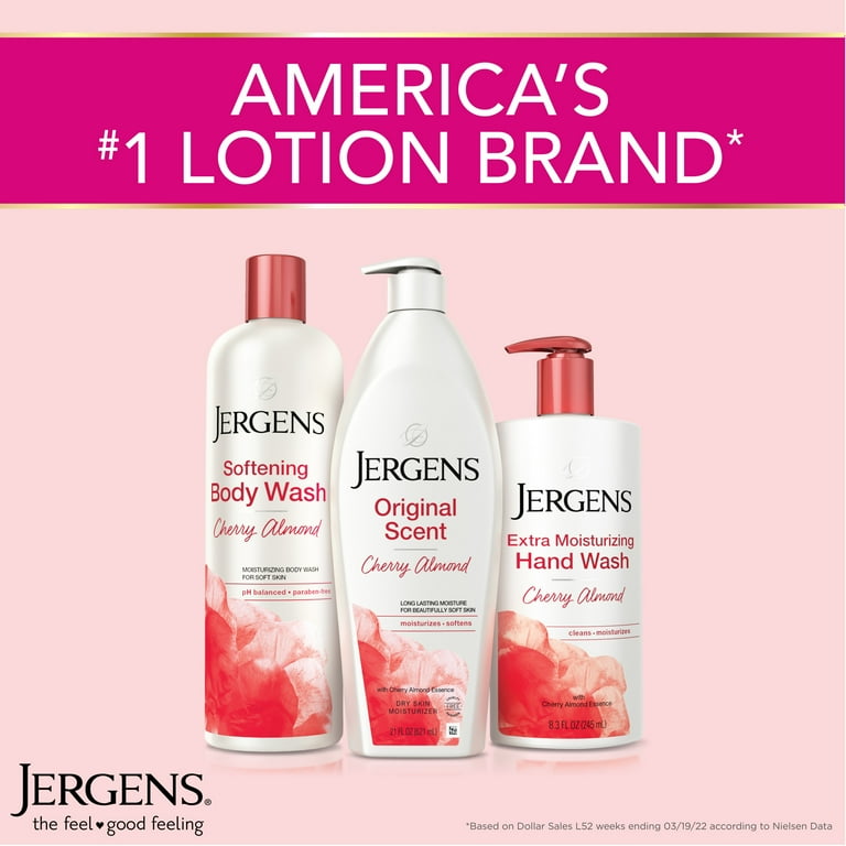 Jergens Hand & Body Lotion, Original Scent with Cherry Almond, Dry